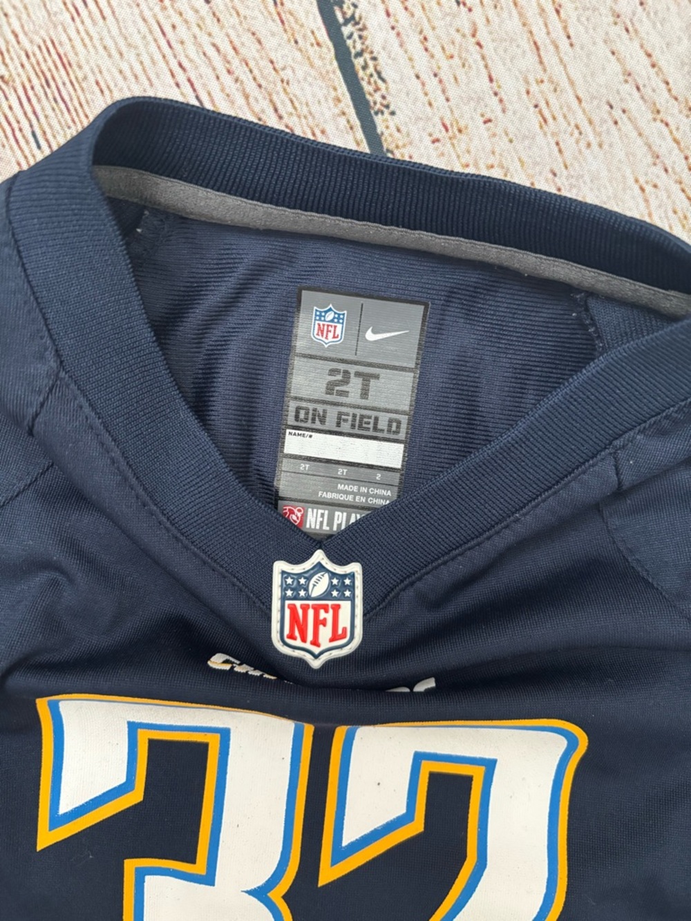 Nike Kids Chargers #32 Navy Football Jersey Tee Weddle - Picture 3 of 3